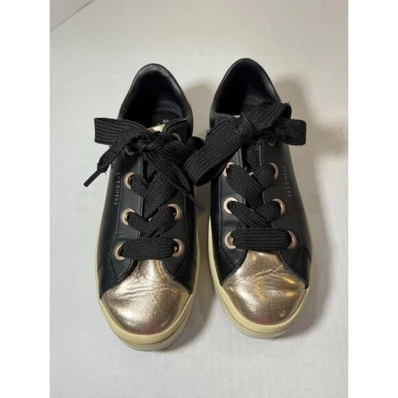 Skechers Woman's Street Los Angeles SN982 Memory Foam Size 9 Black / Rosegold - Picture 1 of 12